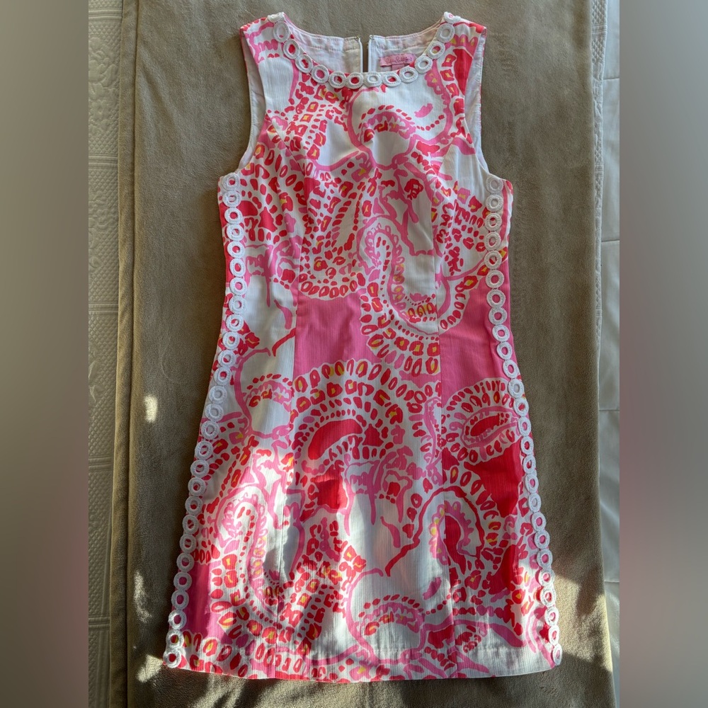 Lilly Pulitzer Pink and White Sleeveless Shift Dress